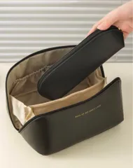 韓流化粧ポーチ　ブラック 大容量 ポータブル 旅行 メイクポーチ コスメポーチ