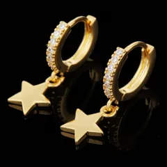 【フープピアス 全長20mm 色:ゴールド】[Adelina Style] ピアス レディース 人気 フープピアス 1ペア 小さめ ゆれる ダングルピアス キュービックジルコニア サージカルステンレス 金属アレルギー対応 金メッキ (タイプH)