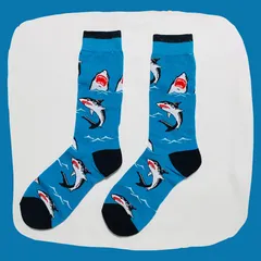 サメ 鮫 スカイブルー クルーソックス #201