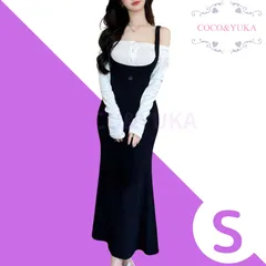 [ COCO&YUKA公式 ] ココアンドユカ 2way ロング ワンピース 2点 上下 セット オフショルダー 長袖 ロング スカート ボディコン サロペット ロング丈 リブ ニット きれいめ 上品 デート 普段着 春 秋 ホワイト S B0F245H7NZ