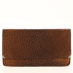 希少 Valextra ヴァレクストラ カバ革 ヒポポタマス レザー 長財布 二つ折り ヴィンテージ ウォレット ブラウン メンズ EHM AA4-10【中古】