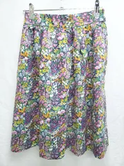 ◇ ⊂ Φ Techichi テチチ 花柄 膝丈 フレア スカート サイズM ダークネイビー マルチ レディース P  【1409090016455】