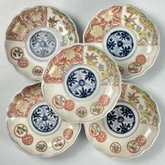 714 錦手 花 丸紋 古伊万里 伊万里焼 骨董 アンティーク 小皿 5