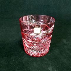 チェコ製 ボヘミア カメイガラス 手作り クリスタル ドナウ 赤色被せ