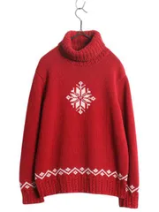 【お得なクーポン配布中!】 手編み 00s LAUREN ラルフローレン タートルネックノルディック ハンドニット セーター レディース L オールド ポロ ハンドメイド コットン