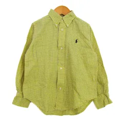 ラルフローレン 長袖シャツ トップス ボタンダウン チェック柄 キッズ 男の子用 3/3Tサイズ 黄×紺×白 RALPH LAUREN 【中古】
