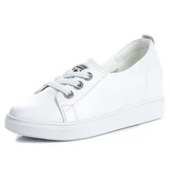 ☆ ホワイト ☆ 36(23cm) ☆ スニーカー 厚底 インヒール スニーカー レディース 本革 カジュアルシューズ カジュアルスニーカー 牛革 軽い 通気性 豚革インソール スタイリッシュ ソフトな履き心地 快適 おしゃれ カジュアル かわいい シンプル