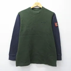 L/古着 アバクロンビー 長袖 Tシャツ メンズ ワンポイントロゴ ツートンカラー コットン クルーネック 緑他 グリーン 25oct06 中古