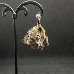 再販26 レオパード タッセル リボン ヒョウ柄 グレー ピアス