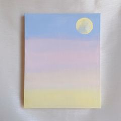 優しい空✴︎絵画　アクリル画　月　空　夕焼け　朝焼け　風景　綺麗　可愛い　パステルカラー　淡い　儚い　満月　インテリア