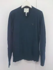 ◇ AMERICAN EAGLE アメリカンイーグル Vネック ワンポイント 長袖 ニット セーター サイズ S ネイビー メンズ P  【1211180007805】