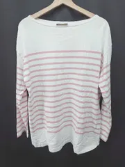 ◇ Θ Le minor コットン100% 長袖 Tシャツ カットソー サイズ3 ホワイト ピンク系 レディース E  【1507100012043】