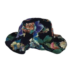 カオリノモリ 花柄ハット size57.5㎝/ネイビー系