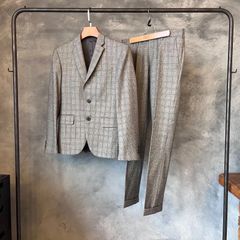 グレーチェックオーダースーツ　FINTES　フィンテス　ORDER SUITS　高級生地　セットアップ