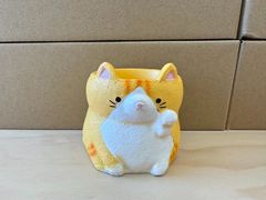 【まねきいえねこ】リトルレジンポット　アメリカンショートヘア　オレンジ　5476　猫　ネコ　多肉植物　ミニプランター　ポリレジン　レジンポット　レジン　小物入れ　ガーデニング雑貨　プリザーブドフラワー　かわいい　プレゼント　ギフト　★まとめ買い値下げ交渉可★