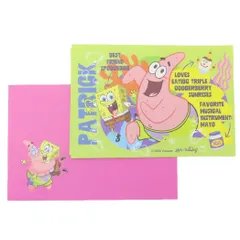 【メール便】スポンジボブ 手渡し手紙セット ダイカットミニレター SB パトリックと花 S＆C ミニ便箋＆ミニ封筒 キャラクター グッズ 