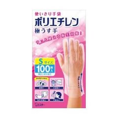「エステー」使いきり手袋　ポリエチレン極うす手　Ｓサイズ　半透明　100枚