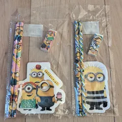 ミニオンズ　文具セット　鉛筆　消しゴム　メモ帳　４点２種セット