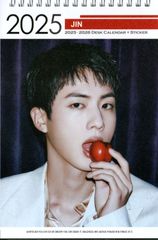 BTS JIN ジン グッズ 卓上 カレンダー (写真集 カレンダー) 2025~2026年 (2年分) + ステッカーシール [12点セット]  K-POP