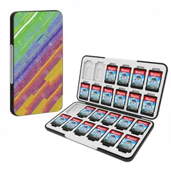 【新着商品】PGRTYOF Switch & Switch OLED用ゲームカードケース、【耐衝撃】ハードシェル保護・耐久24スロットカード&24スロットマイクロSDカード収納ホルダーボックス、スリムでポータブル (カラフルな油彩画) 1