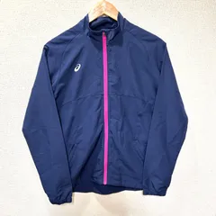 (^w^)b asics アシックス ブルゾン ジャンパー ジップアップ スポーツ トレーニング アウトドア ネイビー レディース ユニセックス サイズM