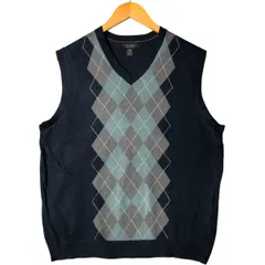 古着 00年代 バナナリパブリック BANANA REPUBLIC 総柄 アーガイル柄 カシミア混 Vネック シルクニットベスト メンズM相当/eaa572387