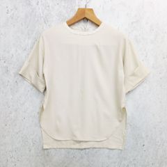 JEANASiS ジーナシス ソデロール プルオーバー ロールスリーブ ブラウス バックファスナー オフホワイト Fサイズ ◎、□〇