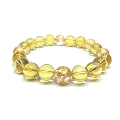 10mm 四神獣金彫水晶×シトリン パワーストーン ブレスレット天然石 運気上昇 開運 金運 恋愛運 お守り 青龍 白虎 玄武 朱雀 メンズ・レディース 男性・女性 数珠ブレス 開運 ■