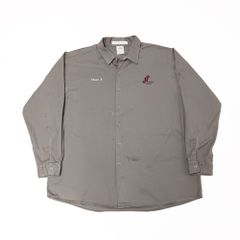WEAR WELL ウェアウェル 長袖 ワークシャツ 企業ロゴ 刺繍 グレージュ系 2XLT