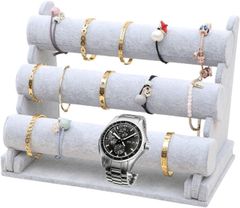 Display Stand for Watches, Accessories, Bracelets, and Jewelry (3-Tier Gray) Style: 3-Tier Gray/Black