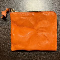 箱付き COMME des GARCONS Washed Wallet L字型ジップウォレット オレンジ