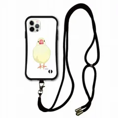 [iPhone15 Pro] スマホショルダー付 アニマル柄 動物 iPhone15 i-coronケース アイフォン 14 Pro 13 12 11 XR スマホケース カバー ショルダーストラップ 肩掛け 斜め掛け シロブンチョウ ぶんちょう 文鳥