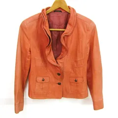 ビルダジュール レザージャケット 本革 大きいサイズ アウター レディース 44サイズ オレンジ Ville dazur 【中古】