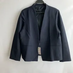 訳あり新品未使用タグ付き3L大きいサイズノーカラージャケット紺ネイビー長袖