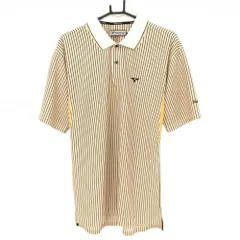 ★値下げ★【美品】ツアーステージ 半袖ポロシャツ オレンジ×黒×白 ストライプ 袖下サイド切替素材  メンズ L ゴルフウェア TOURSTAGE