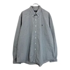 RALPH LAUREN ラルフローレン ボタンダウン 長袖シャツ 大きいサイズ ギンガムチェック ブラック(メンズ XXL)中古 古着 V5521