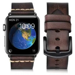 【在庫セール】42mm 44mm 45mm49mm 互換のAppleWatchバンド レザーストラップ交換用ストラップiWatchシリーズ [HUAFIY] 8/7/6/5/4/3/2/1、スポーツバージョン。2023年の新しい手磨きレザー