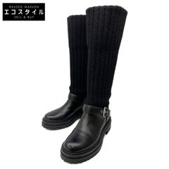 Gianvito Rossi ジャンヴィトロッシ 美品 THURSO ニット バイカーブーツ G80118.20GOM.CKHNENE 36 1/2