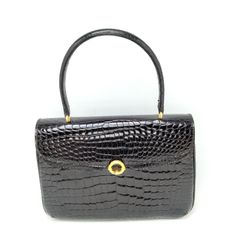 クロコダイル ブラック エナメル ショルダーバッグ 7＊54 | Mercari