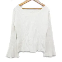 スピック＆スパン ノーブル Spick&Span Noble リブニット カットソー 長袖 フレアスリーブ Vネック 無地 ウール混 F 白 ホワイト /FF42