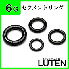 6G　セグメントリング　ブラック　ヒンジ付き　ワンタッチ　セグメントクリッカー　拡張　ハイゲージ　フープ　イヤーロブ　ヘリックス　軟骨　耳たぶ　金アレ対応　つけっぱなし　高品質　サージカルステンレス　ボディピアス　LUTEN　ルテン