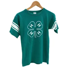 チャンピオン Champion 70’s 70年代 バータグ 4-H CLUB Four Leaf Clover クローバー プリント vintage ヴィンテージ made in USA アメリカ製 Tシャツ グリーン Mサイズ 101MT-4118