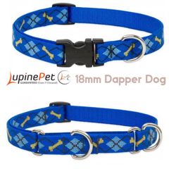 ダッパードッグ柄首輪　18mm幅　ワンタッチ首輪　ハーフチョークカラー　マーチンゲール　LUPINEルパイン アメリカ製　軽量　丈夫 Dapper Dog　人気のレギュラーデザイン