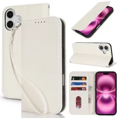 【人気商品】マグネット式 ケース ケース レザー アイフォン16プラス アイホン16プラスケース スタンド機能 手帳型 手帳型 カード収納 耐衝撃 ストラップ 耐久性 plus 耐摩擦 16 iphone -アンバー いphone16plusケース ホワイト