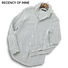 RECENCY OF MINE アバハウス 通年★ 長袖 コットン ニット ストライプ シャツ Sz.42 メンズ 日本製のサムネイル