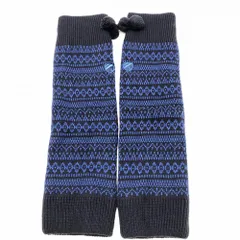 【超美品】ジャックバニー ニットレッグウォーマー ネイビー×ブルー 総柄 ボンボン付き レディース  ゴルフウェア Jack Bunny