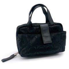サルヴァトーレフェラガモ e58240a  ポーチ ナイロン レディース ブラック 黒 レザー Salvatore Ferragamo