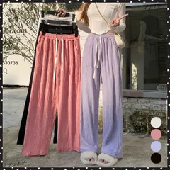 セミワイドパンツハイウエストロングパンツレディース サマーパンツ カジュアル ワイドレッグズボン 通勤通学 低身長向けストレートパンツ ウエストゴムボトムス春夏脚長 楽ちんパンツ 韓国 着やせパンツ ゆったり 長ズボン