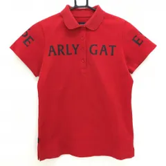 【美品】パーリーゲイツ 半袖ポロシャツ レッド×黒 織生地 ビッグロゴ レディース 1(M) ゴルフウェア 2022年モデル PEARLY GATES