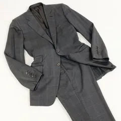 38d28 TOM FORD トムフォード シングルスーツ セットアップ チェック柄 24YA4C サイズ52 7R  グレー ウール100％ イタリア製のサムネイル
